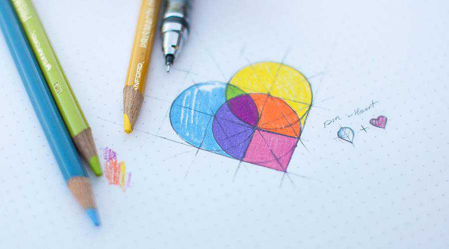 Map Pin Heart logo design sketch paper pencil pen inspiration