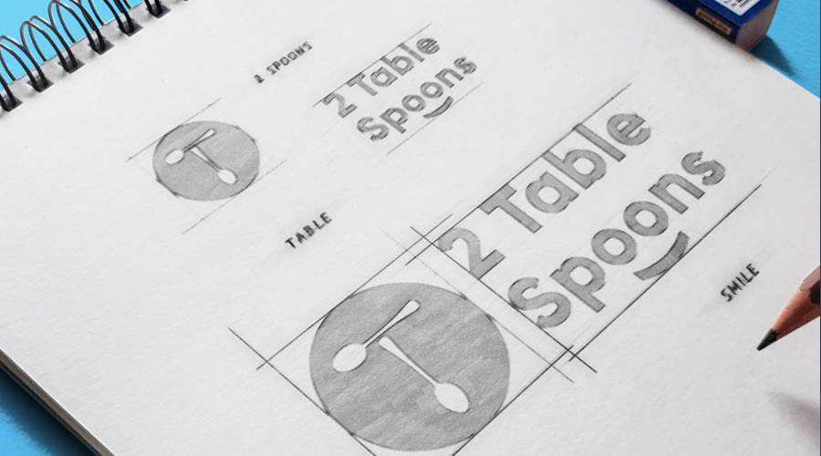 Two Table Spoons logo design sketch paper pencil pen inspiration