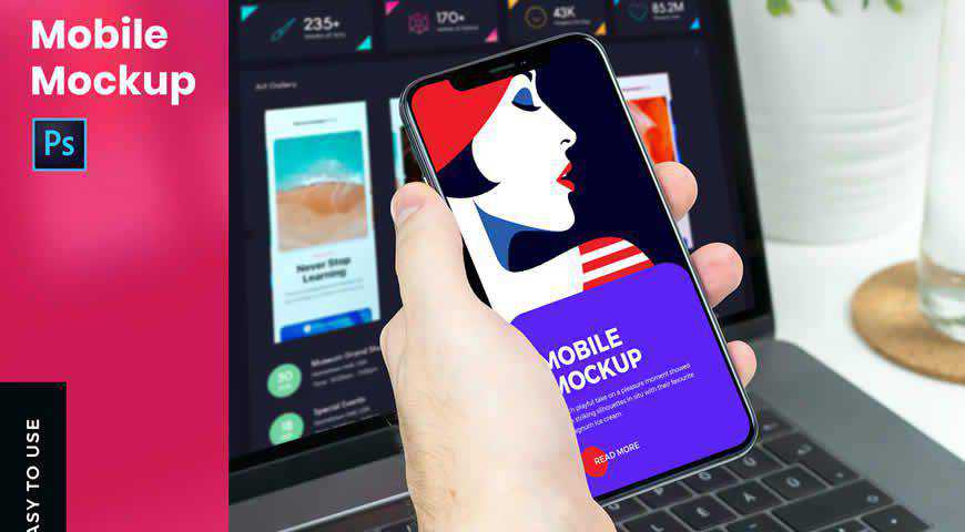 Mobile & Hand Photoshop PSD Mockup Template