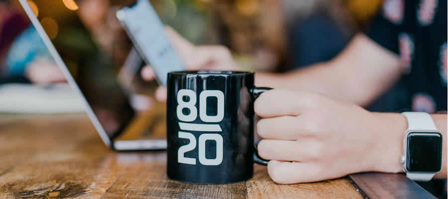 pareto principle 8020 mug designer working