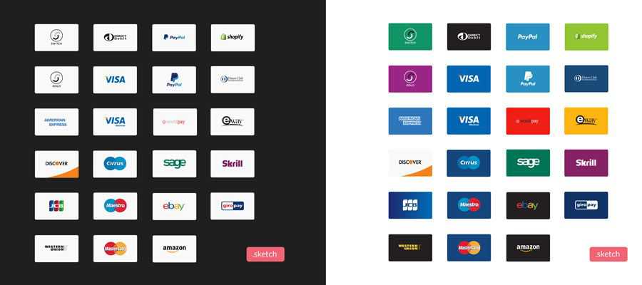 Bamboo Payment Method Icon Set Designed sketch