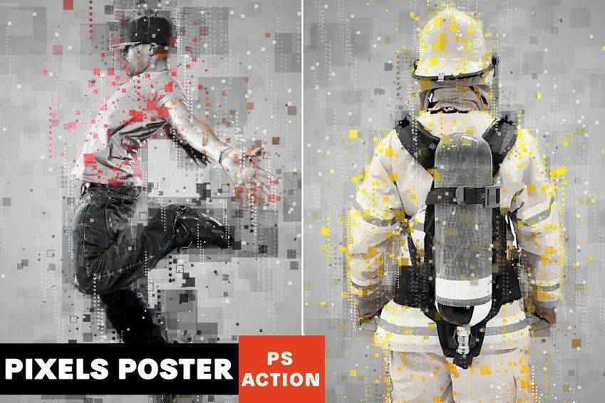 Pixels Poster Photoshop Action