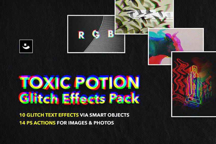 Toxic Potion Glitch Effects Pack for Photoshop