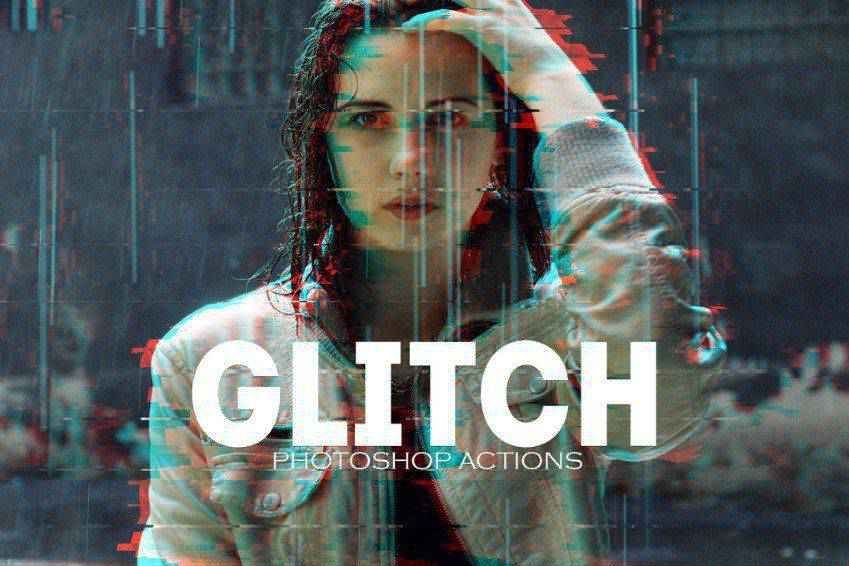 VHS Glitch Effect Photoshop PSD Actions