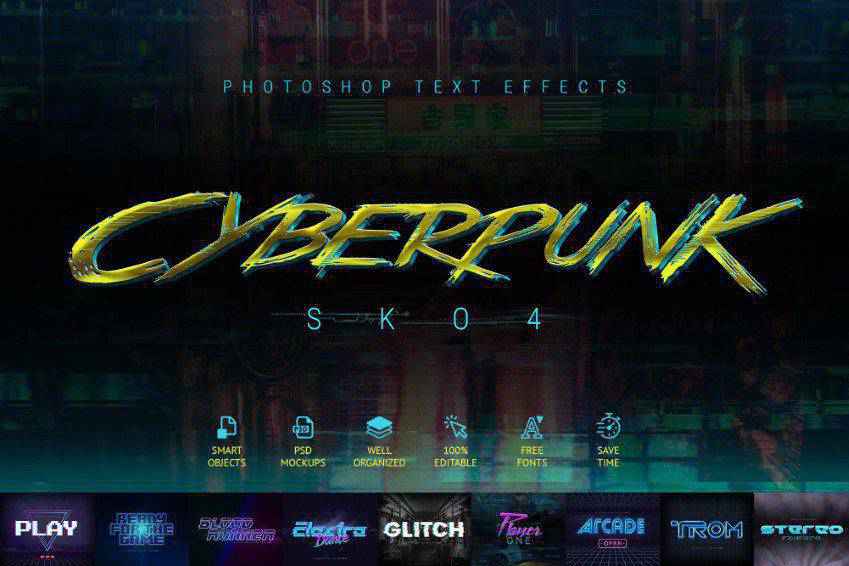 Cyberpunk 80s Retro Text Effects