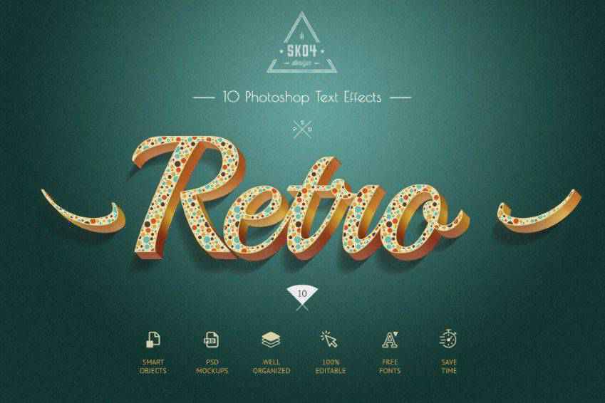 Retro Colorful PSD Text Effects