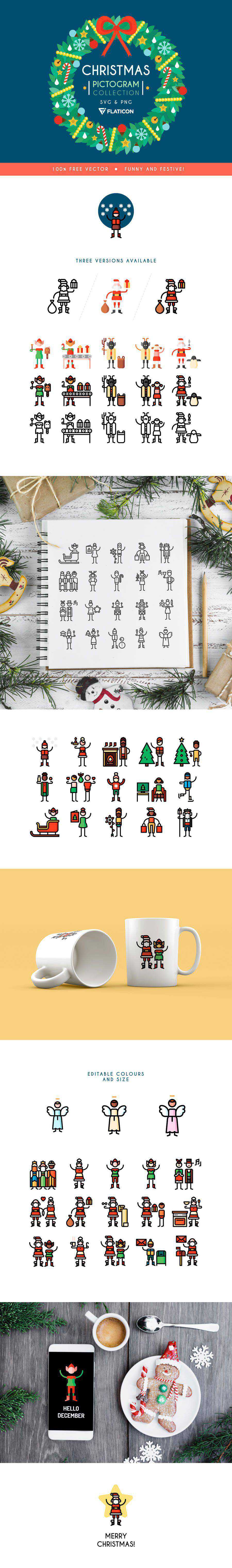 The Christmas Pictogram Collection AI free icon set festive winter celebrate svg illustrator adobe