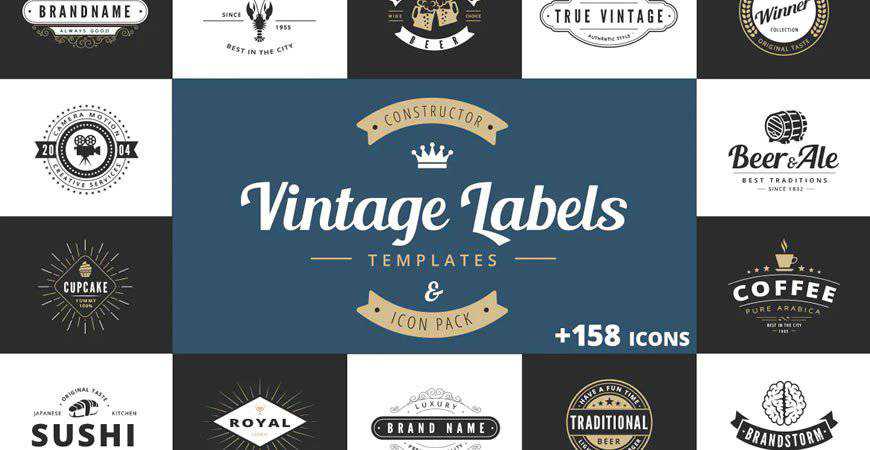 Vintage Labels Logo Template Constructor restaurant cooking food