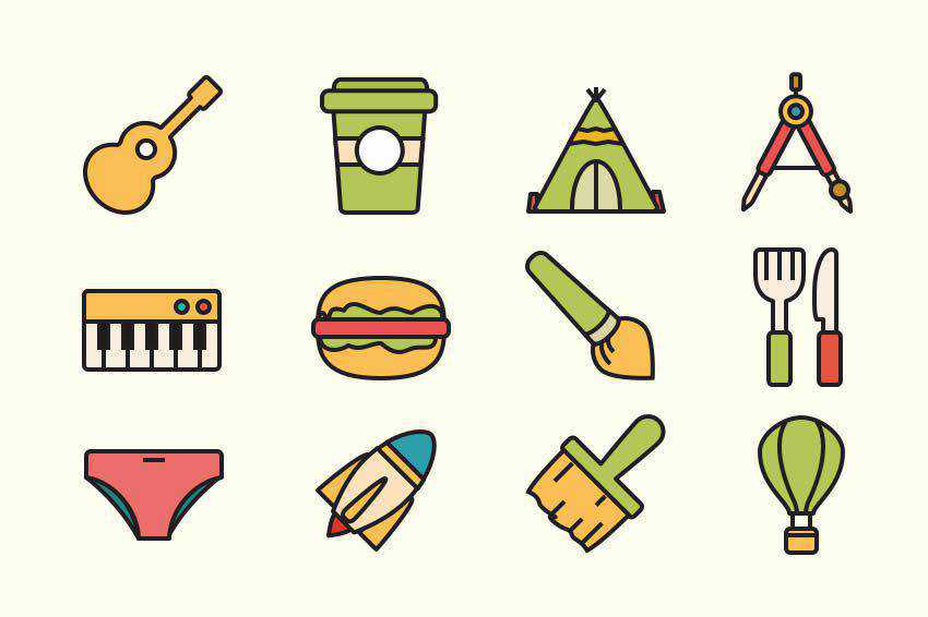 Retro Vector Icon Set Templates free template illustrator ai eps