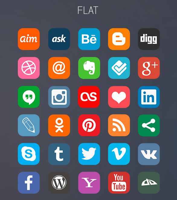 The Flat Social Media Icon Set Freebie Preview