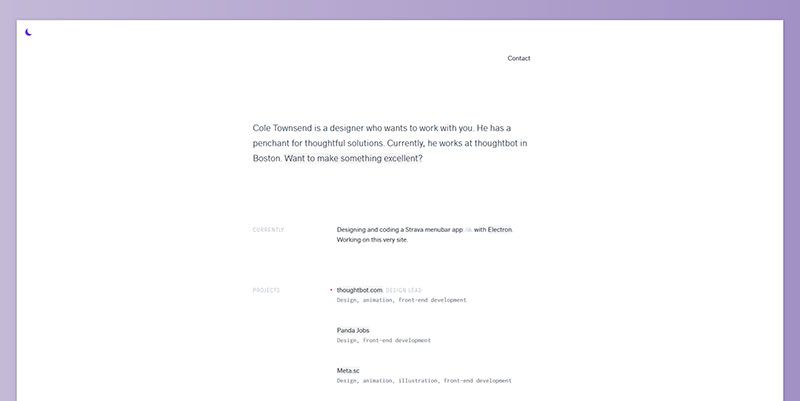 Cole Townsend ultra minimal web design