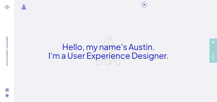 Austin McKinney Sticky Vertical Navigation Web Design Inspiration