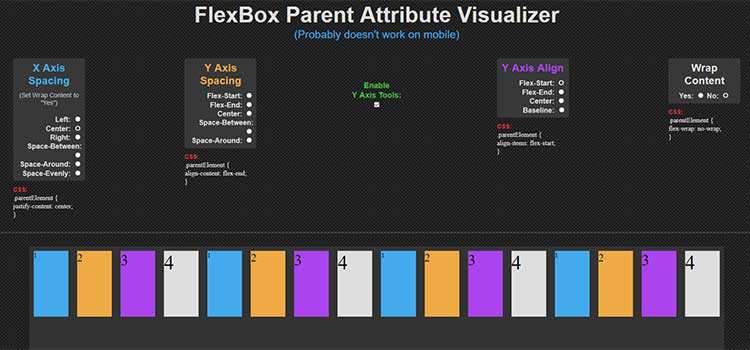 CSS Resources Free FlexBox Parent Attribute Visualizer