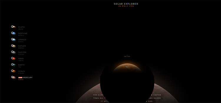 Solar System Explorer in CSS