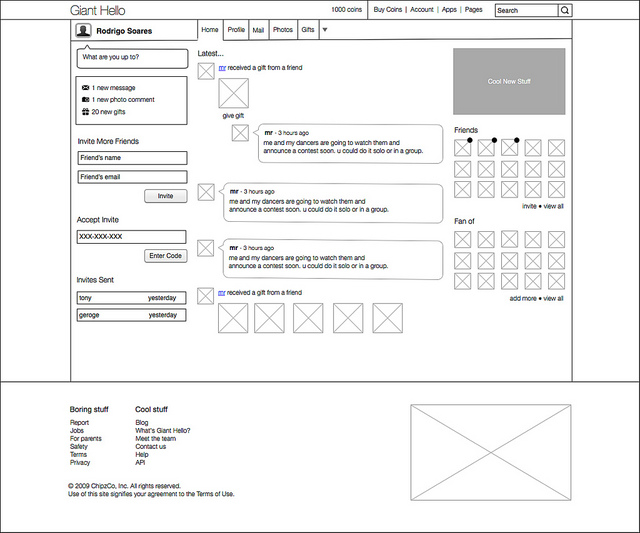  digital Wireframe this time showing a design that's more complex