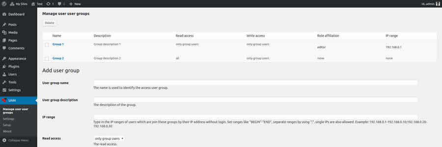 User Access Manager wordpreess plugin free