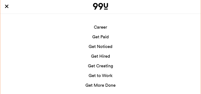 99u simplifies its mobile navigation.