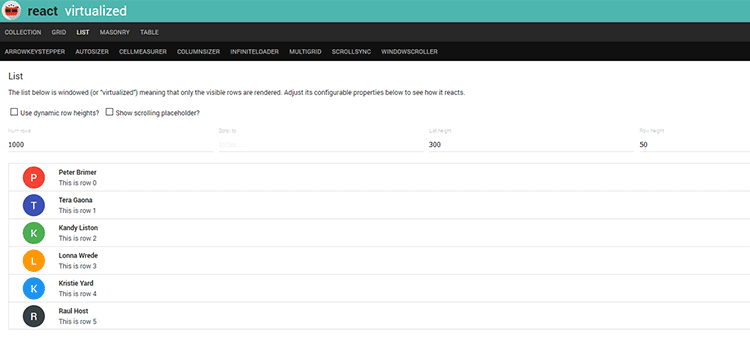 React Virtualized