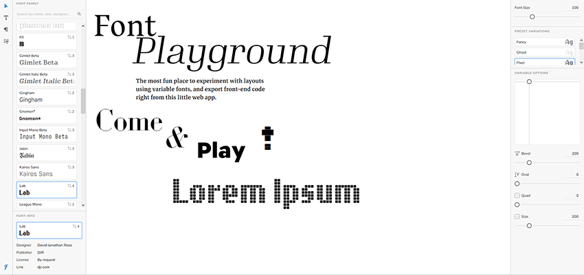 Font Playground testing tool