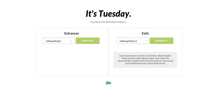 Tuesday CSS animation library