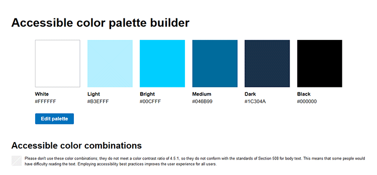 Accessible color palette builder