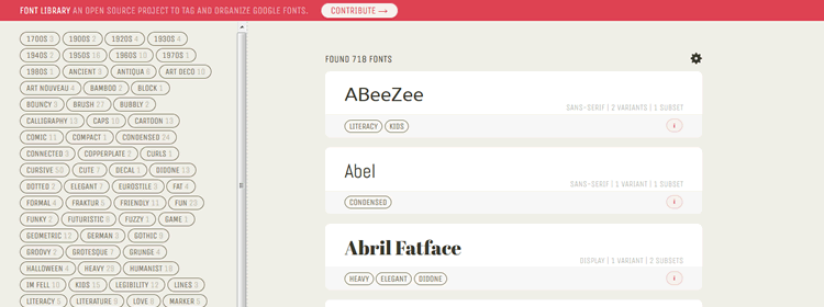 Font Library - An open source project to tag and organize Google Fonts
